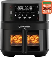 Аэрофритюрница Nutricook 3 Vision, прозрачное окошко, внутренняя подсветка, объём 5,7 л, керамическое покрытие, функции: жарка, выпечка, сушка и разогрев, 6 режимов, мощность 1700 Вт, 2 года ограниченной гарантии, комбинированная модель, эксклюзивно на Am 1000011810