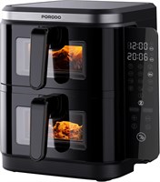 Аэрофритюрница Porodo Double Stack, XL, 2800 Вт, сенсорная панель, объём 11 л, семейный размер, 12 режимов работы, аэрофритюрница, аэрофритюрница, аэрожарка/выпечка/разогрев/гриль/расстойка и сушка, можно мыть в посудомоечной машине, корзина с антипригарн 1000011818