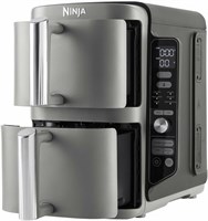 Аэрофритюрница Ninja Double Stack XL, вертикальная, двухсекционная, с 4 уровнями приготовления, 2 ящиками и 2 полками, экономит место, объём 9,5 л, 6 функций приготовления, 8 порций, серая SL400EU 1000011829