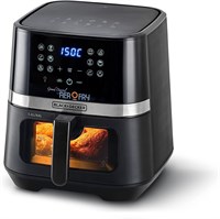 Цифровая аэрофритюрница BLACK+DECKER 12-в-1, 1800 Вт, объём 8,5 л/2 кг, быстрая циркуляция горячего воздуха для жарки, гриля, выпечки и запекания, матовая поверхность, смотровое окно — чёрно-серебристый, AF5800-B5 1000011833