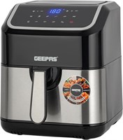 Аэрофритюрница Geepas 5L с цифровым управлением и функцией Vortex – 10-в-1 конвекционная аэрофритюрница со светодиодным сенсорным экраном, таймером на 60 минут и антипригарной корзиной – тостер без масла | Гарантия 2 года GAF37527 1000011837