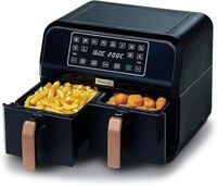Аэрофритюрница KENWOOD Digital Twin Air Fryer объемом 1,7 кг + 1,7 кг, 4 л + 4 л (XXXL) с технологией DualZone и двумя корзинами для жарки, гриля, запекания, выпечки, тостов и разогрева HFP70.000BK, черная 1000011843