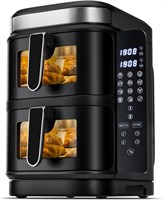 Аэрофритюрница CONOYAR Dual Zone объемом 11 л с окном, мощностью 2800 Вт, складным сенсорным экраном со светодиодной подсветкой и 12 предустановками, легко моющаяся, с двумя корзинами с независимым управлением, можно мыть в посудомоечной машине 1000011855