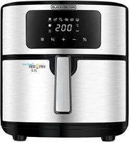Аэрофритюрница BLACK+DECKER «6 в 1», объём 7,2 л, цифровое сенсорное управление, быстрая конвекция, корзина с антипригарным покрытием объёмом 5,7 л, регулировка температуры 80–200 °C, автоматическое отключение, ненагревающаяся ручка, цвет чёрный/серебрист 1000011861