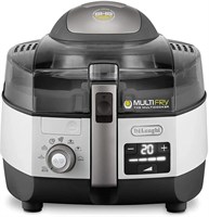Аэрофритюрница De'Longhi MultiFry с системой кругового нагрева, мультиварка с функциями гриля, гриля, жарки, варки, выпечки и тостирования, вместимость 1,7 кг, программируемая, FH1396/1, цвет белый с серым 1000011863