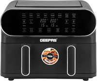 Цифровая аэрофритюрница Geepas GAF37532 | Объём 11 л | Картофель фри, стейки, курица, пирожки, мясо, хлеб | Две корзины объёмом 5,5 л с разделителем | Цифровой дисплей, многофункциональность: сушка, гриль и другие функции, таймер от 1 до 60 мин. 1000011886