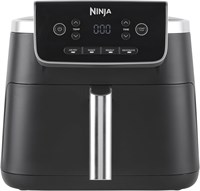 Аэрофритюрница Ninja PRO 4,7 л, один поддон, 4-в-1, аэрофритюрница, жарка, подогрев, сушка, на 1-2 порции, цифровое управление, для замороженных продуктов, антипригарный поддон и корзина, 2000 Вт, черная AF140EU 1000011901