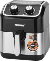 Аэрофритюрница Geepas Vortex 5L с цифровым управлением — конвекционная аэрофритюрница со светодиодным сенсорным экраном, таймером на 30 минут и антипригарной корзиной — тостер без масла, гарантия 2 года, мощность 1600 Вт, цвет чёрный 1000011914