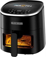 Аэрофритюрница BLACK+DECKER Aerofry Digital, 1300 Вт, объём 4,2 литра, быстрая циркуляция горячего воздуха для жарки, гриля, выпечки и запекания, матовая отделка, смотровое окно — чёрный, AF4210-B5 1000011922