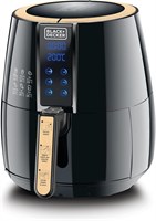 Аэрофритюрница BLACK+DECKER AF400-B5 с цифровым управлением, 1500 Вт, 4 л, технология быстрой конвекции воздуха, функции жарки/выпечки/гриля/запекания, предохранитель, ручка с защитой от перегрева, цвет черный/золотистый (обновлённая) 1000011938