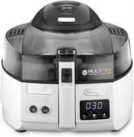 Аэрофритюрница De'Longhi MultiFry с системой кругового нагрева, мультиварка с функциями гриля, гриля, жарки, варки, выпечки и тостов, вместимость 1,5 кг, программируемая, FH1175/2, цвет белый и черный 1000011946