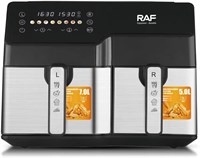 FOXBY TECH Dual Air Fryer — большая электрическая цифровая аэрофритюрница с технологией Air Crisp, предварительным нагревом, функцией поддержания тепла, 11 режимов, можно мыть в посудомоечной машине, корзина с антипригарным покрытием (черно-серебристая, 1 1000011992