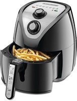 Аэрофритюрница BLACK+DECKER AF200-B5 (обновленная) мощностью 1500 Вт и объемом 2,5 л с технологией быстрой конвекции воздуха на 360°, регулировкой температуры и времени приготовления для полезной жарки, приготовления на гриле, запекания и выпечки с минима 1000012031