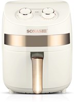 Ручная аэрофритюрница SONASHI SAF-320 — регулировка температуры, защита от перегрева, тефлоновая сковорода объёмом 3,2 л, высокоскоростная циркуляция воздуха, цвет — белое золото, 220-240 В / 1000 Вт | Специальная кухонная техника 1000012039