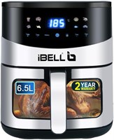 Аэрофритюрница iBELL AF650M объемом 6,5 литра, 1600 Вт, 8 программ приготовления, съемная корзина для фритюрницы, технология Smart Rapid Air, функция таймера, автоматическое отключение и регулируемая температура (черная) 1000012044
