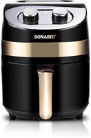 Ручная аэрофритюрница SONASHI SAF-320 — регулировка температуры, защита от перегрева, тефлоновая сковорода объёмом 3,2 л, высокоскоростная циркуляция воздуха, цвет — белое золото, 220-240 В / 1000 Вт | Специальная кухонная техника 1000012056