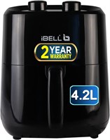 Аэрофритюрница iBELL AF422M объемом 4,2 л, регулируемая температура, несколько режимов приготовления, мощность 1500 Вт, элегантный дизайн, гарантия 2 года (черный) 1000012102
