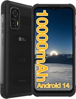 Защищённый смартфон AGM H MAX, разблокированный, 4G, для использования вне помещений, с аккумулятором ёмкостью 10000 мА·ч, Android 14, 4 ГБ + 128 ГБ, 6,56-дюймовым дисплеем HD+, защитой IP68/IP69K, Face ID, двумя SIM-картами и NFC (версия AE) 1000004219