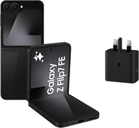 Samsung Galaxy Z Flip7 FE, смартфон с алюминиевым корпусом, черный, 256 ГБ встроенной памяти, 8 ГБ встроенной памяти, складная конструкция, 50-мегапиксельная камера для селфи, аккумулятор 4000 мА·ч, гарантия 1 год , адаптер питания Samsung мощностью 25 Вт 1000012894
