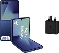 Samsung Galaxy Z Flip7, смартфон с искусственным интеллектом, синяя тень, 256 ГБ встроенной памяти, 12 ГБ встроенной памяти, 50-мегапиксельная камера для селфи, 3-нм процессор, аккумулятор 4300 мА·ч, гарантия 2 года,  адаптер питания Samsung мощностью 25 1000012902