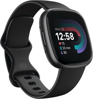 Смарт-часы Fitbit Versa 4 Fitness с функцией отслеживания готовности к ежедневному использованию, GPS, круглосуточным мониторингом сердечного ритма, более 40 режимами тренировок, отслеживанием сна и другими функциями, цвет черный/графитовый, один размер ( 1000013095