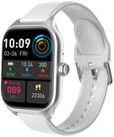 Умные часы VANIR с большим HD-дисплеем 2,01 дюйма, поддержкой Bluetooth-звонков, пульсометром и монитором сна, фитнес-трекером, многофункциональными часами для здоровья мужчин и женщин (серебристые) 1000013153