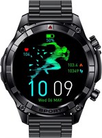 Умные часы Xcell Elite6, HD-дисплей 1,52 дюйма, Bluetooth-звонки, беспроводная зарядка, фонарик, пульсометр/АД/SpO2, защита IP67, аккумулятор на 7 дней, совместимость с iOS/Android — черная оправа с ремешком цвета оружейной стали 1000013182