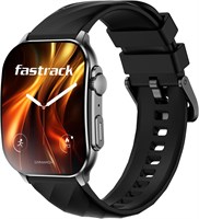 Смарт-часы Fastrack Horizon S1 с изогнутым AMOLED-дисплеем 1,96 дюйма, функциональной заводной головкой, Bluetooth-звонками, приложением Health Suite, черным металлическим корпусом (черный силикон) 1000013199