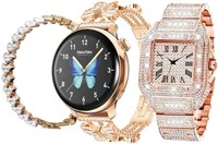 Умные часы HainoTeko G14 Mini со стильным аналоговым дисплеем, красивым дизайном браслета и тремя парами ремешков, разработанные специально для женщин, золотого цвета 1000013221