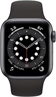Apple Watch Series 6 с GPS и сотовой связью, корпус 40 мм из алюминия цвета «серый космос» с черным спортивным ремешком — обычные (обновленные) 1000013233