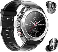 Умные часы 2 в 1 с наушниками, фитнес-трекером, пульсометром и датчиком уровня кислорода в крови, монитором сна, сенсорным экраном HD, совместимым с iPhone и телефонами Samsung на базе Android T92 (серебристый) 1000013239