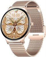 Умные часы Moxedo Glory для женщин с 1,5-дюймовым AMOLED-дисплеем и стальным ремешком — Bluetooth 5.0, звонки, уведомления, фитнес-трекер для женщин, водонепроницаемость IP67, для Android/iOS — розовое золото 1000013289