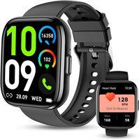 Умные часы для женщин и мужчин, сенсорный экран HD 1,85 дюйма, фитнес-трекер с Bluetooth, функцией ответа/вызова, водонепроницаемость IP68, пульсометр для измерения частоты сердечных сокращений, 100 спортивных режимов для Android iOS (черные) 1000013307