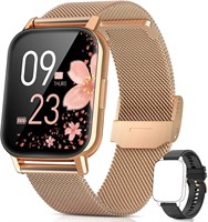 Смарт-часы с ЖК-дисплеем HD 1,69 дюйма, водонепроницаемый IP68, фитнес-трекер с пульсометром, измерением уровня кислорода в крови и монитором сна для телефонов Android и iPhone, ремешок из нержавеющей стали, идеальный подарок для мужчин и женщин (золотой) 1000013354