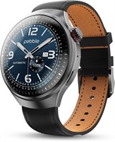 Смарт-часы Pebble Dome со сферическим AMOLED-дисплеем 1,52 дюйма для мужчин и женщин, сферическим 3D-дисплеем, водонепроницаемостью IP67, корпусом из высококачественного металла, кожаным ремешком, беспроводной зарядкой цвета «чёрный оникс» 1000013359