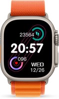 Умные часы Nu Republic Creed Ultra с 2-дюймовым HD IPS-дисплеем, функцией звонков по Bluetooth, монитором состояния здоровья и голосовым помощником на базе искусственного интеллекта с одним дополнительным ремешком (серебристый/оранжевый) 1000013374