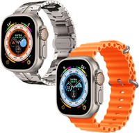 Умные часы для девочек, мальчиков, подростков, мужчин и женщин с тонометром, фитнес-трекером, уведомлениями о звонках и сообщениях, с 2 ремешками (металлический и оранжевый) 1000013395