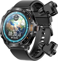 Умные часы Porodo Hype с черным циферблатом, наушниками и черным кожаным ремешком 1000013414