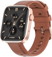 Смарт-часы Number DialFit Pro Max с функцией звонков по Bluetooth, большим безрамочным дисплеем 1,91 дюйма, яркостью 600 нит, элегантным металлическим корпусом, беспроводной зарядкой, комплектом Health Suite (коричневый ремешок, большой размер) 1000013587