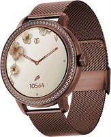 Женские смарт-часы Titan Valerie с 1,2-дюймовым AMOLED-дисплеем, круглым корпусом из нержавеющей стали, сетчатым и силиконовым ремешком, датчиком температуры кожи и функцией Bluetooth-вызовов (коричневые) 1000013588
