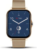 Цифровые беспроводные смарт-часы. Стильный тонкий дизайн, золотой цвет, совместимость с iOS и Android, управление через приложение. 1000013709