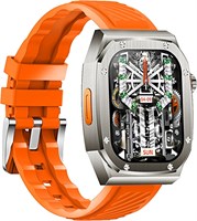 Мужские смарт-часы Aishini с функцией звонков по Bluetooth, большим сенсорным экраном IPS 2,1 дюйма, водонепроницаемостью IP68, 460 мА·ч, более 120 спортивных режимов, срок службы батареи 70 дней, фитнес-часы (оранжевый + серебристый) 1000013721