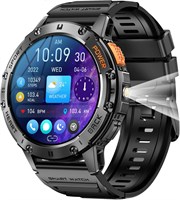 Мужские смарт-часы Uniiking® с дисплеем 1,43 дюйма AMOLED и военным дисплеем (приём и совершение звонков), более 100 спортивных режимов, светодиодный фонарик, аккумулятор 530 мА·ч, пульсометр, SpO2, фитнес-трекер для Android и iOS, чёрный 1000013742