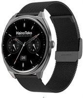 Ультратонкие водонепроницаемые смарт-часы HainoTeko HainoTeko-16 с AMOLED-дисплеем, функцией звонков по Bluetooth, 3 парами ремешков и зарядным кабелем, разработанные для женщин и мужчин (черные) 1000013804