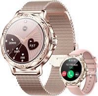 Женские умные часы (ответ/звонок), водонепроницаемый круглый смарт-браслет с HD-экраном 1,2 дюйма, срок службы батареи 14 дней, более 100 спортивных режимов, пульсометр с измерением уровня кислорода в крови, для телефонов iPhone и Android, женский подарок 1000013821