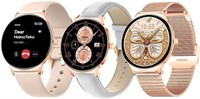 HainoTekoGermany HainoTeko-5 — супертонкие умные часы с круглым AMOLED-дисплеем, водонепроницаемым голосовым помощником на базе искусственного интеллекта и тремя парами ремешков для женщин (золотые) 1000013856