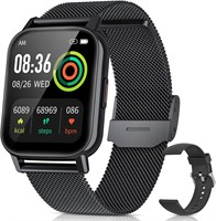 Умные часы OBKBO, 1,69-дюймовый HD LCD-дисплей для телефонов Android/iPhone, водонепроницаемый фитнес-трекер IP68 с ремешком из нержавеющей стали, пульсометр, датчик кислорода в крови, монитор сна, лучшие рождественские подарки для мужчин и женщин 1000013915