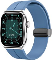 Умные часы iCruze Pronto Flex Bluetooth 5.0 с HD-дисплеем 2,01 дюйма, функцией отслеживания состояния здоровья, функцией звонков по Bluetooth, аккумулятором 280 мА·ч, магнитной зарядкой, защитой IP67, совместимы с Android и iPhone — синие 1000013970