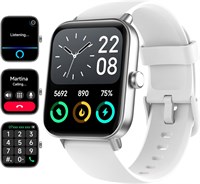 Умные часы Fitpolo для мужчин и женщин — фитнес-трекер [встроенная поддержка Alexa и водонепроницаемость IP68] с пульсометром, трекером активности, шагомером, монитором сна, умные часы для Android iOS 1,8 дюйма (белые) 1000014105