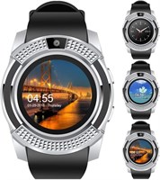 Умные часы с круглым экраном, синхронизированным Bluetooth-шагомером, могут устанавливать SIM-карту для независимых звонков, поддерживают карты памяти до 32GTF, совместимые с Android и IOS, с функцией камеры (серебристые). 1000014203